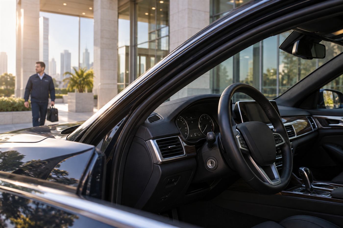 Locksmith programming a car key at the vehicle